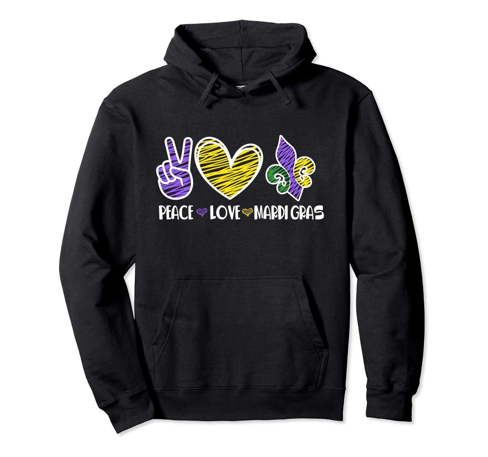 Funny Carnival Hippies Peace Love Mardi Hoodie - Custom Art Print Unisex - T-Shirt, Sweatshirt, Hoodie
