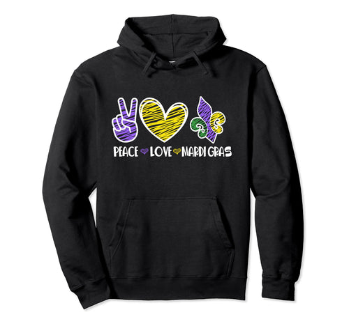 Funny Carnival Hippies Peace Love Mardi Hoodie - Custom Art Print Unisex - T-Shirt, Sweatshirt, Hoodie