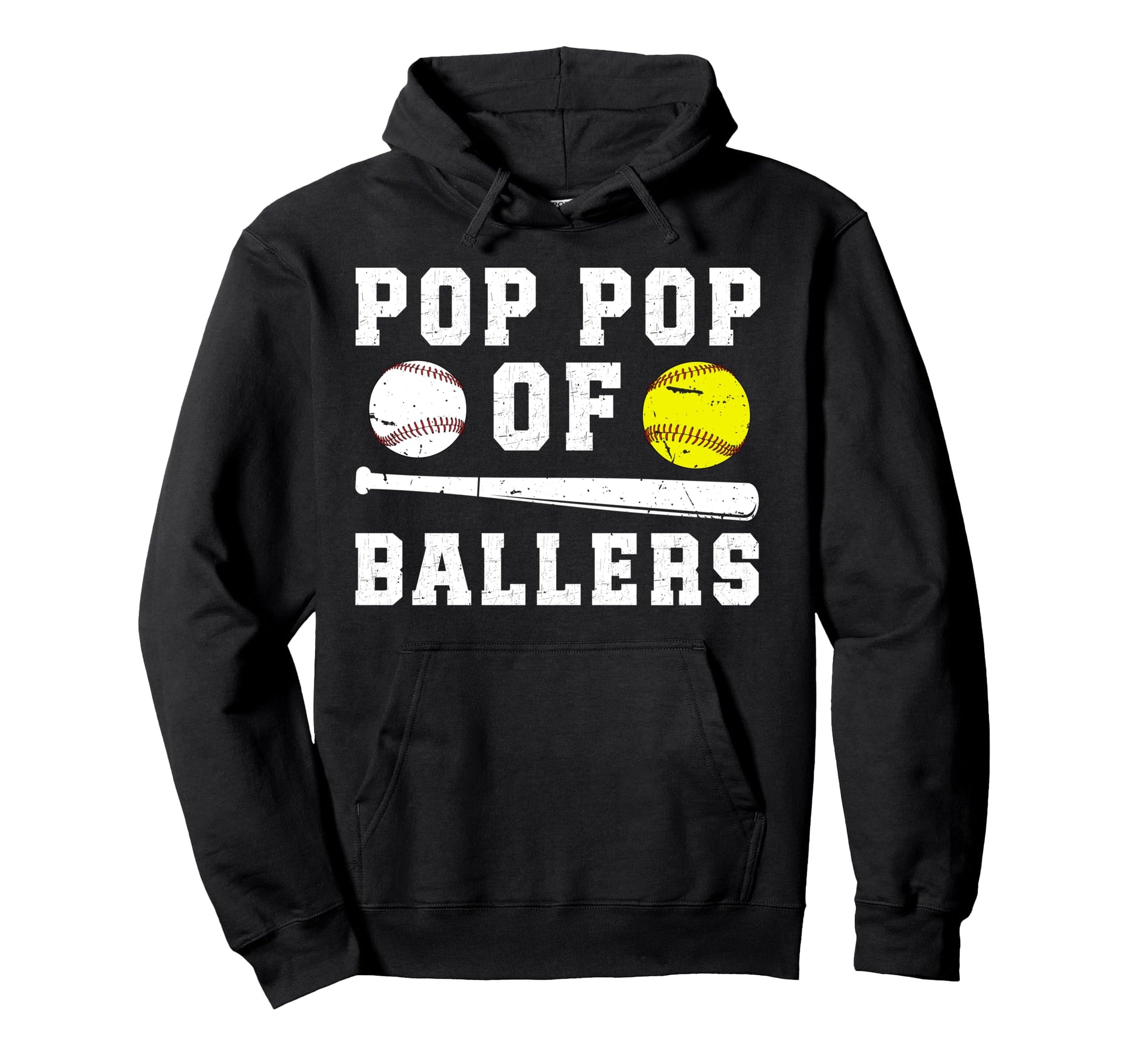 Pop Pop Ballers Proud Baseball Softball Hoodie - Minimalist Print Unisex - T-Shirt, Sweatshirt, Hoodie