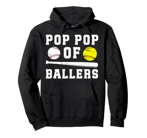 Pop Pop Ballers Proud Baseball Softball Hoodie - Minimalist Print Unisex - T-Shirt, Sweatshirt, Hoodie