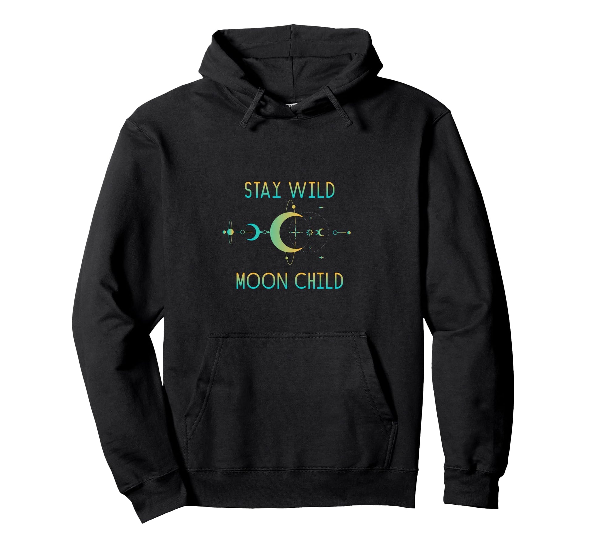 Stay Wild Moon Child Celestial Moon Hoodie - Minimalist Print for Adults - T-Shirt, Sweatshirt, Hoodie