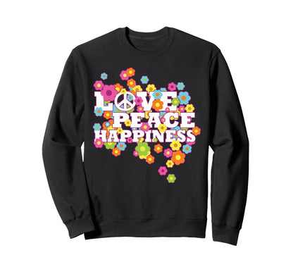 Love Peace Happiness 60S 70S Sweatshirt - Minimalist Print for Adults - T-Shirt, Sweatshirt, Hoodie