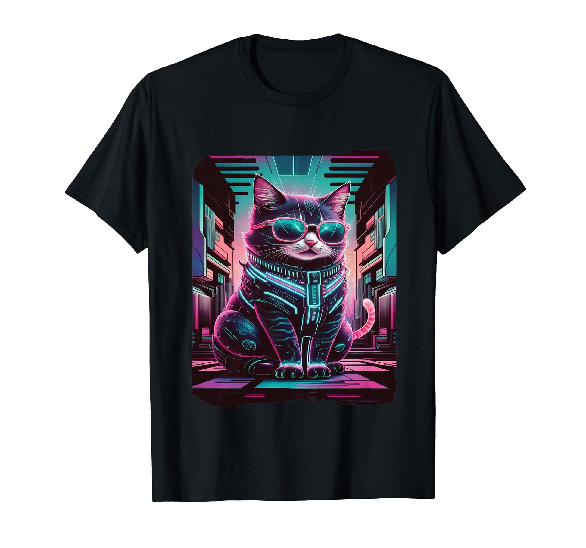 Vaporwave Cat Aesthetic T-Shirt - Casual Everyday Wear for Adults - T-Shirt, Sweatshirt, Hoodie