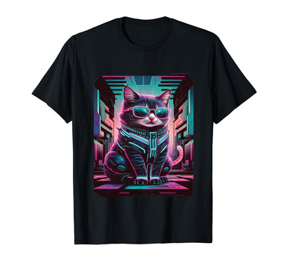 Vaporwave Cat Aesthetic T-Shirt - Casual Everyday Wear for Adults - T-Shirt, Sweatshirt, Hoodie
