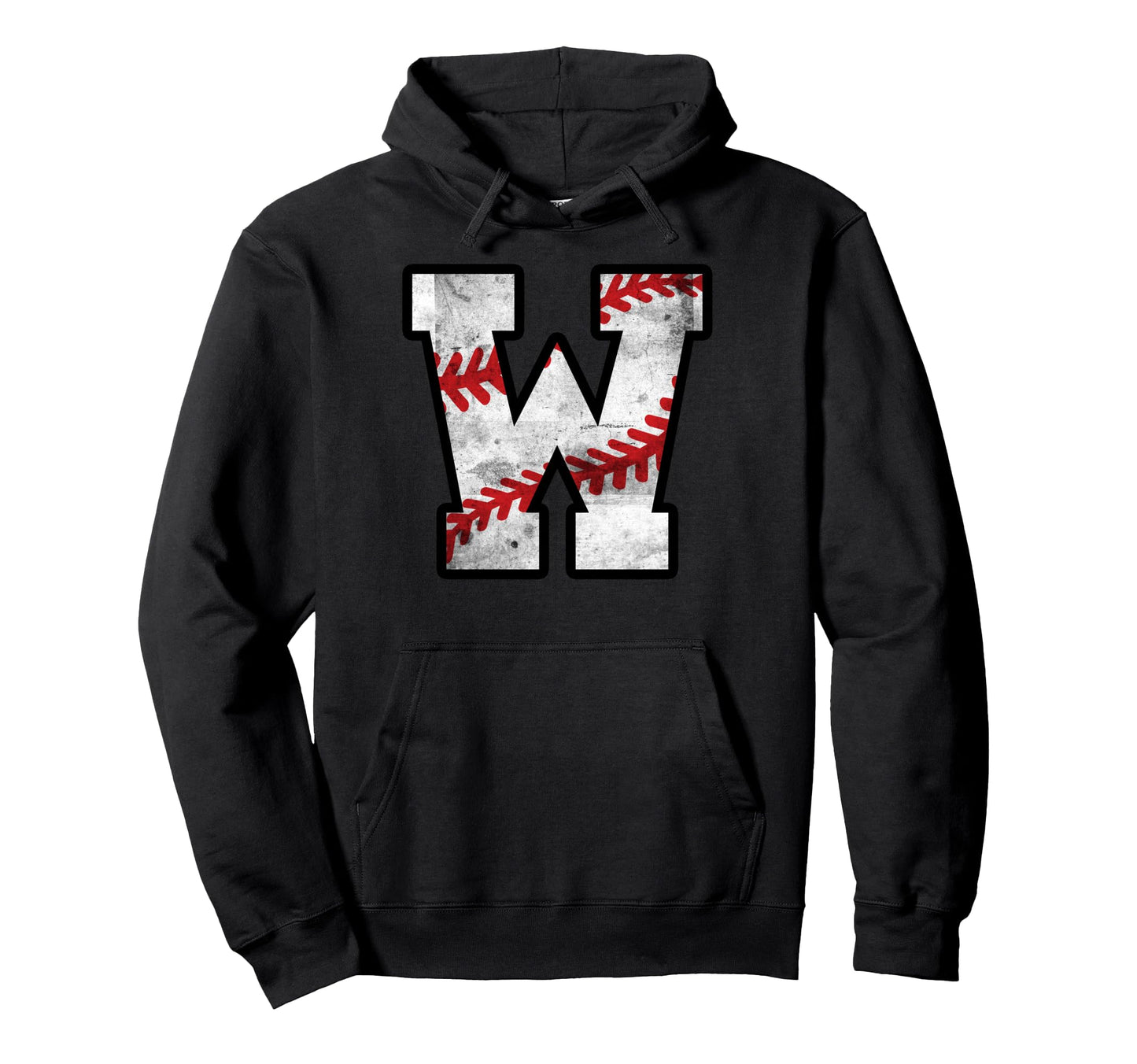 Distressed Baseball Letter W Hoodie - Graphic Print Men Women - T-Shirt, Sweatshirt, Hoodie