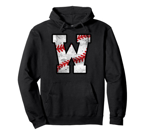 Distressed Baseball Letter W Hoodie - Graphic Print Men Women - T-Shirt, Sweatshirt, Hoodie