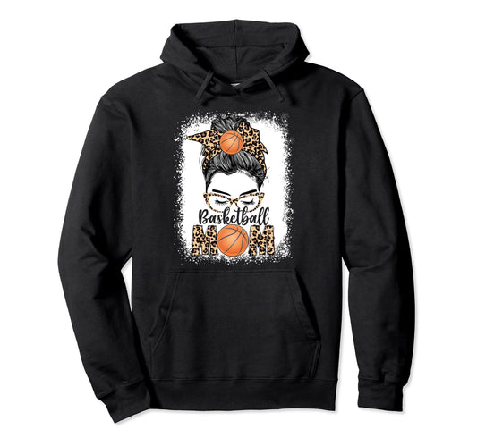 Basketball Mom Game Day Messy Bun Hoodie - Unique Graphic for Adults - T-Shirt, Sweatshirt, Hoodie