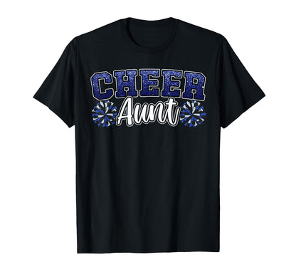 Loud Proud Cheer Aunt Blue Pom Poms T-Shirt - Streetwear Style Men Women - T-Shirt, Sweatshirt, Hoodie