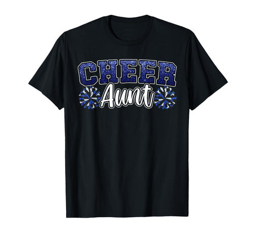 Loud Proud Cheer Aunt Blue Pom Poms T-Shirt - Streetwear Style Men Women - T-Shirt, Sweatshirt, Hoodie