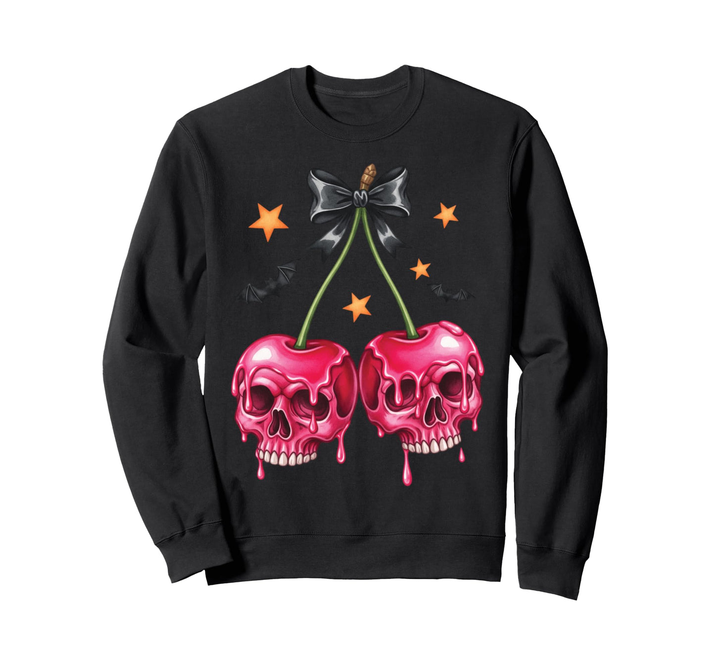 Halloween Skull Cherries Dark Sweatshirt - Casual Everyday Wear for Adults - T-Shirt, Sweatshirt, Hoodie