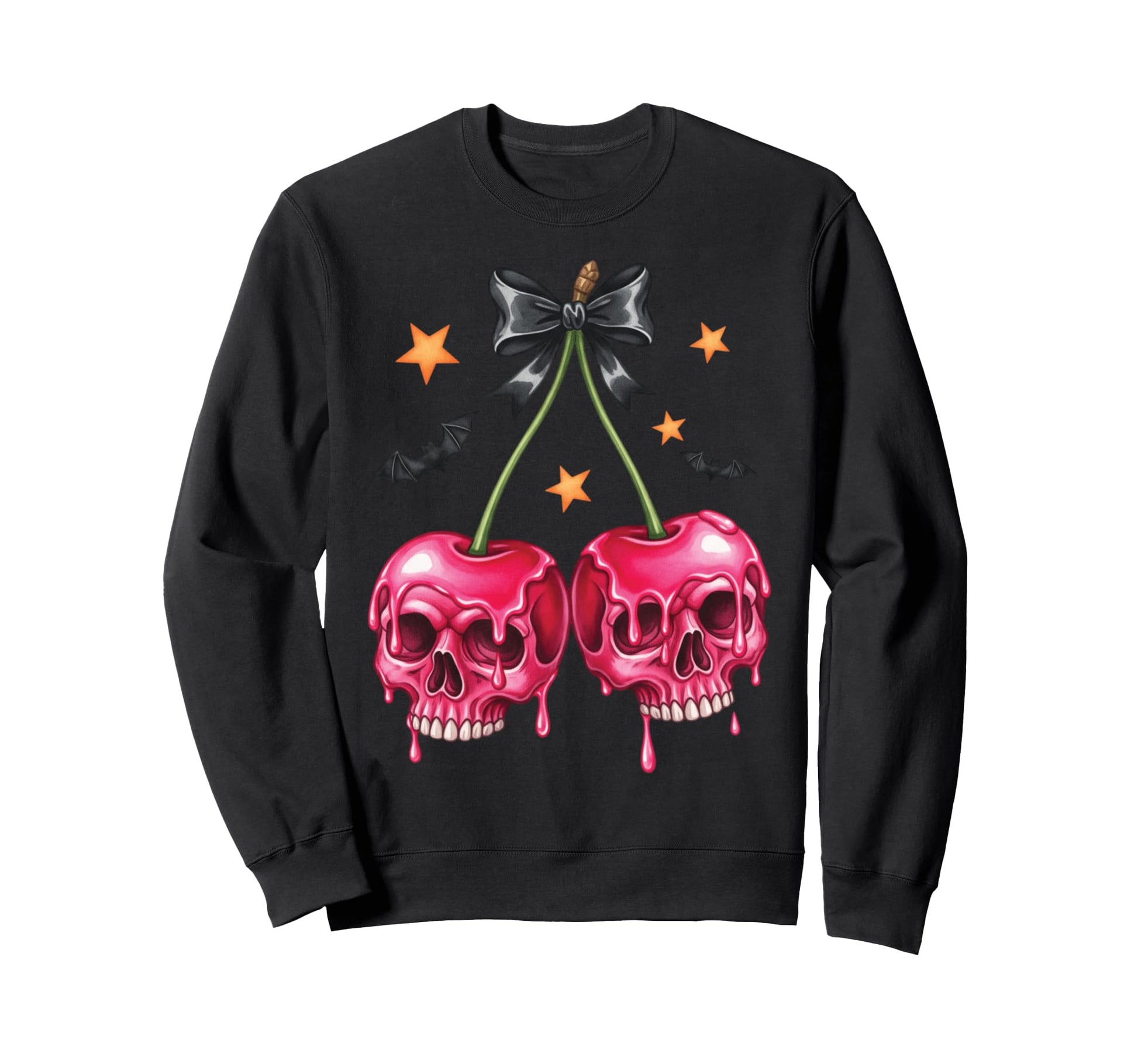 Halloween Skull Cherries Dark Sweatshirt - Casual Everyday Wear for Adults - T-Shirt, Sweatshirt, Hoodie