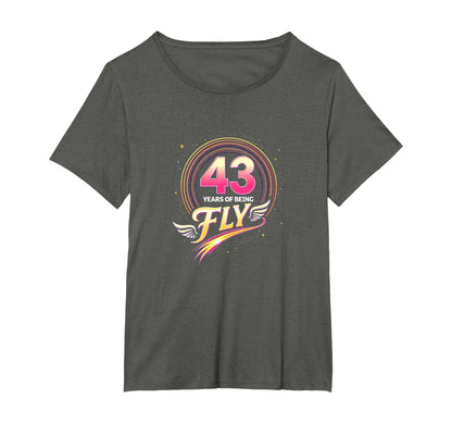 43 Years Being Fly Birthday Gift Wing T-Shirt - Unique Graphic Men Women - T-Shirt, Sweatshirt, Hoodie
