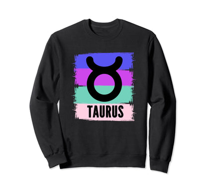 Taurus Symbol Stylish Colors Rainbow Sweatshirt - Streetwear Style Unisex - T-Shirt, Sweatshirt, Hoodie
