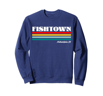 Fishtown Philadelphia Pa Rainbow Stripes Sweatshirt - Graphic Print Unisex - T-Shirt, Sweatshirt, Hoodie