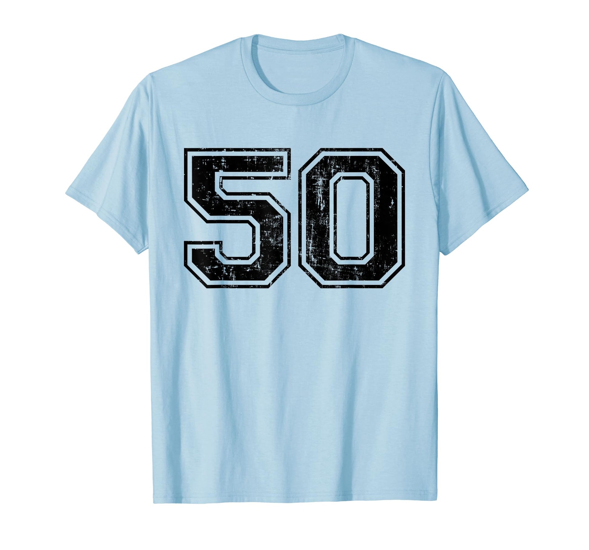 Number 50 Varsity Distressed Sport Team T-Shirt - Custom Art Print Unisex - T-Shirt, Sweatshirt, Hoodie