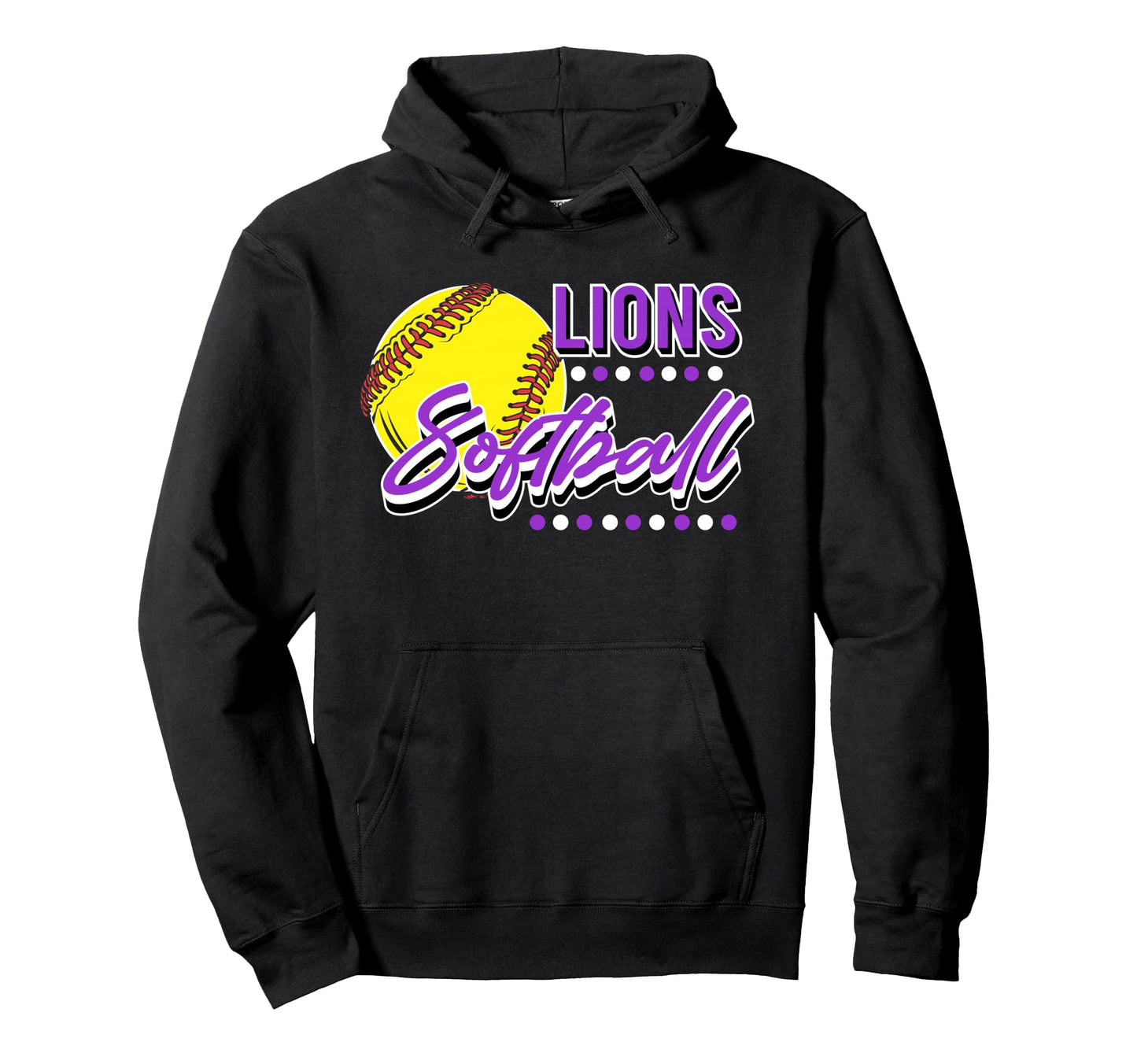 Lions Softball Mom Game Day Sports Purple Hoodie - Minimalist Print Unisex - T-Shirt, Sweatshirt, Hoodie