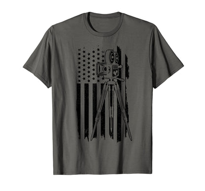 Film Camera Us Flag Movie Director T-Shirt - Unique Graphic Men Women - T-Shirt, Sweatshirt, Hoodie