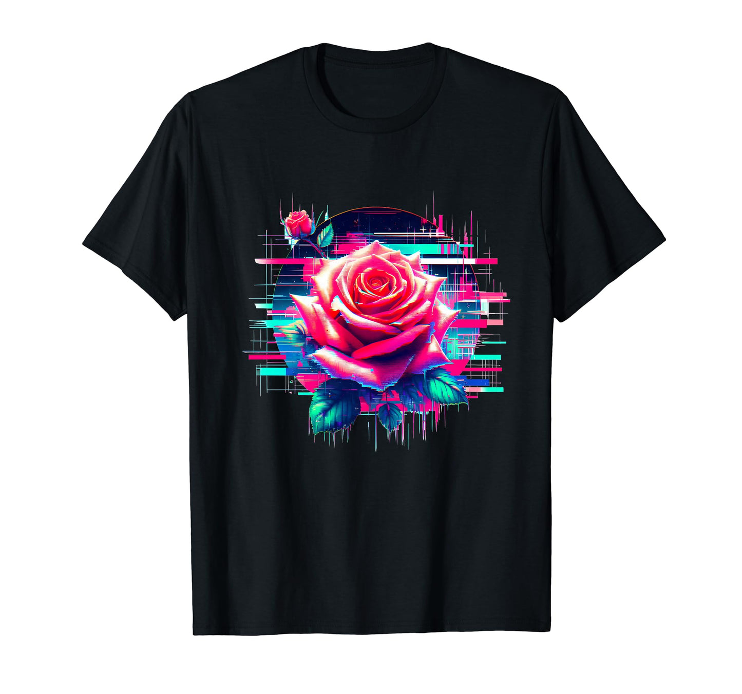 Glitch Rose Vaporwave Aesthetic Cyber T-Shirt - Trendy Graphic Men Women - T-Shirt, Sweatshirt, Hoodie