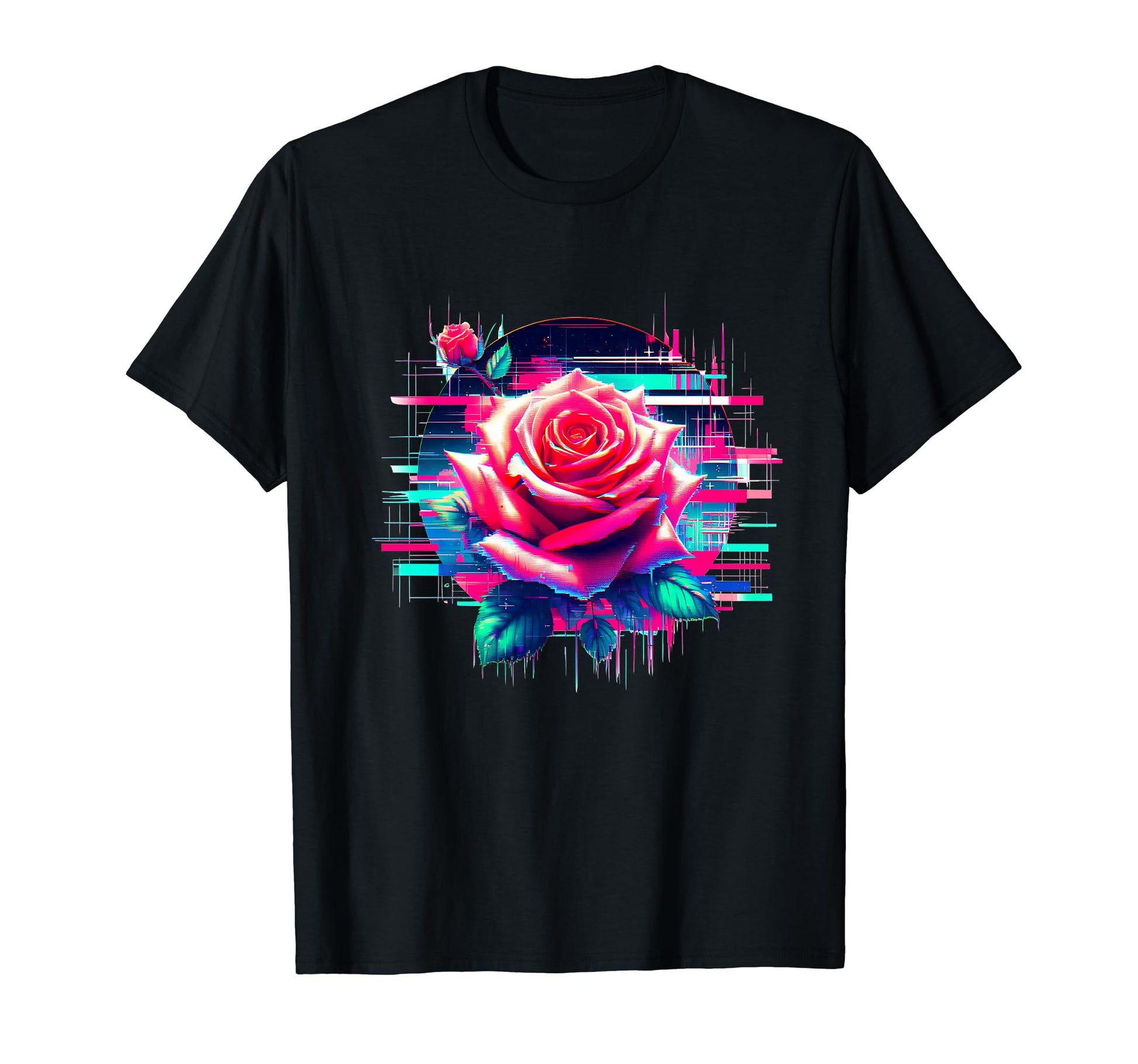 Glitch Rose Vaporwave Aesthetic Cyber T-Shirt - Trendy Graphic Men Women - T-Shirt, Sweatshirt, Hoodie