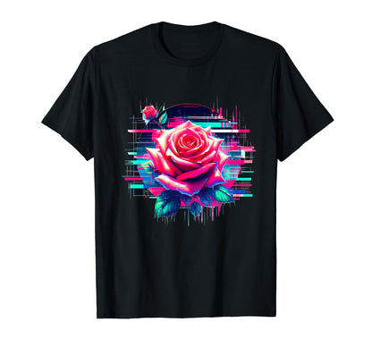 Glitch Rose Vaporwave Aesthetic Cyber T-Shirt - Trendy Graphic Men Women - T-Shirt, Sweatshirt, Hoodie