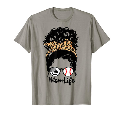 Mom Life Messy Bun Curly Hair T-Shirt - Casual Everyday Wear for Adults - T-Shirt, Sweatshirt, Hoodie