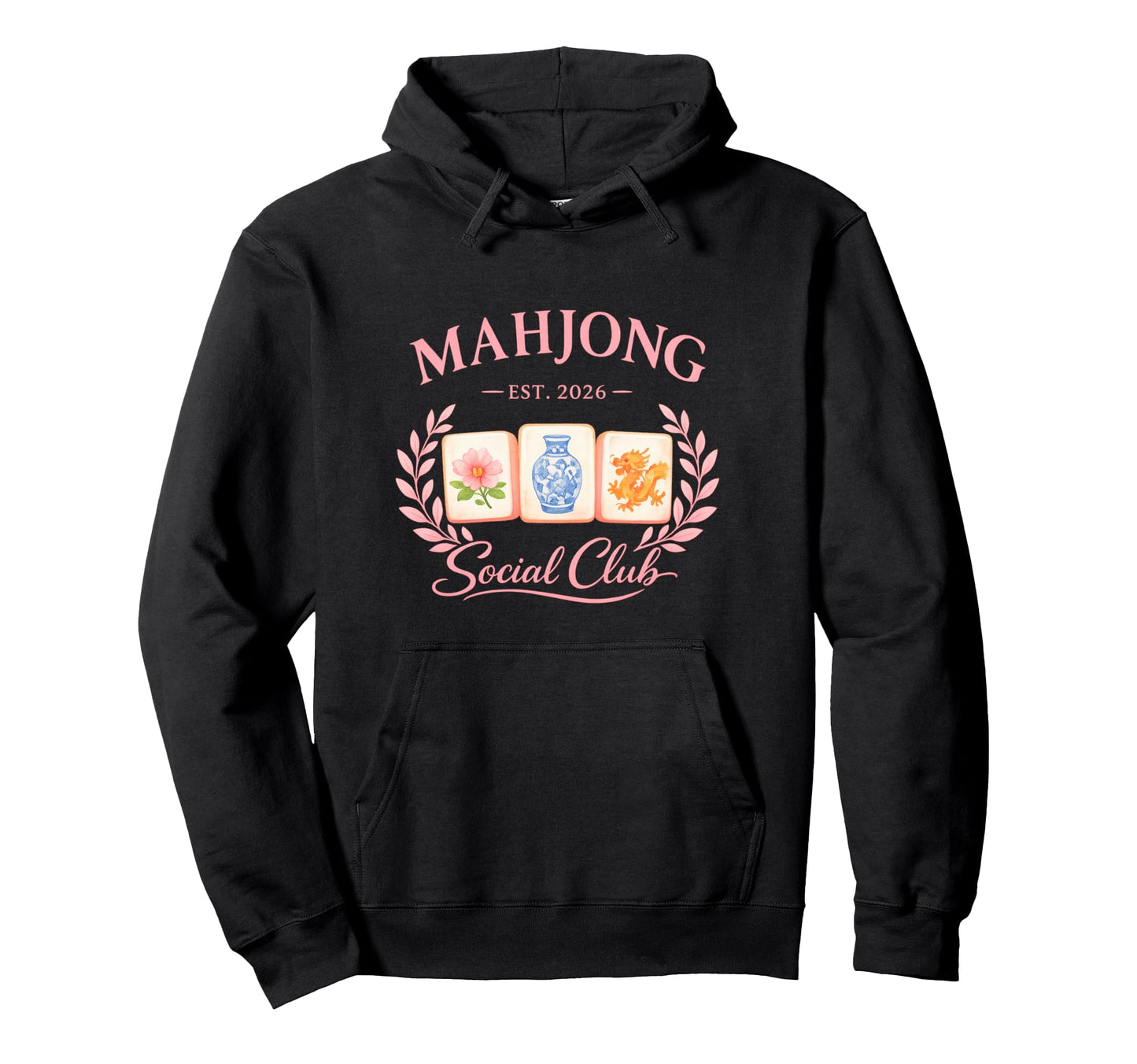 Mahjong Social Club 2026 Preppy Hoodie - Fun Novelty Design for Adults - T-Shirt, Sweatshirt, Hoodie