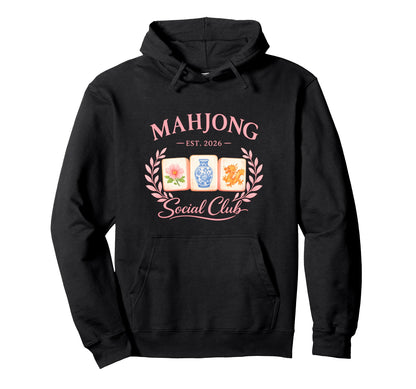 Mahjong Social Club 2026 Preppy Hoodie - Fun Novelty Design for Adults - T-Shirt, Sweatshirt, Hoodie