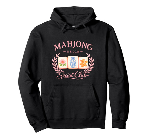 Mahjong Social Club 2026 Preppy Hoodie - Fun Novelty Design for Adults - T-Shirt, Sweatshirt, Hoodie