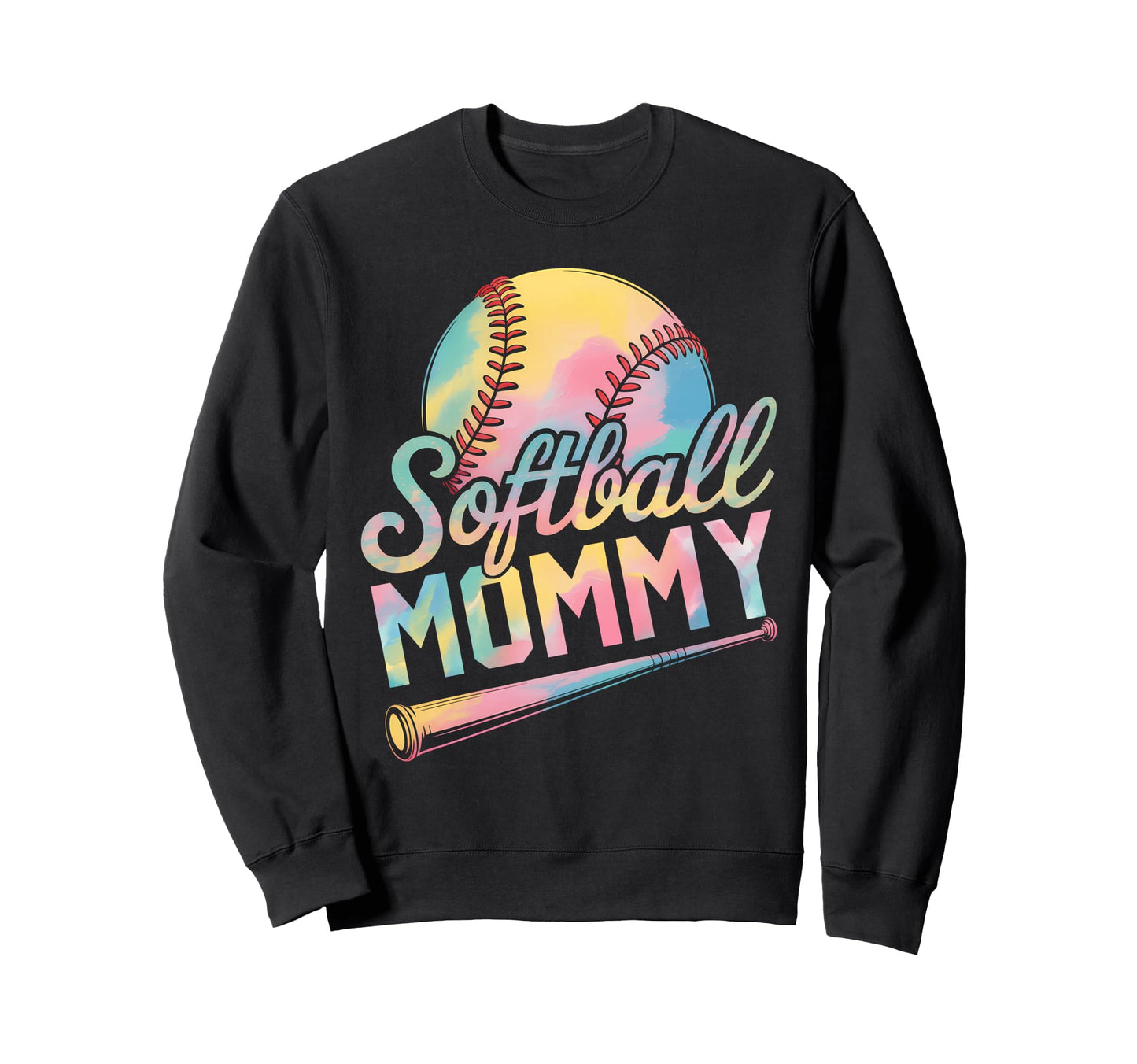 Softball Mommy Tie Dye Mothers Day Sweatshirt - Custom Art Print Unisex - T-Shirt, Sweatshirt, Hoodie
