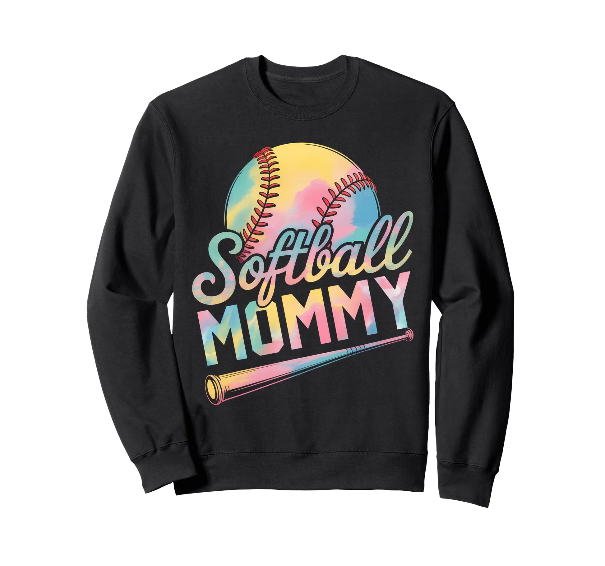 Softball Mommy Tie Dye Mothers Day Sweatshirt - Custom Art Print Unisex - T-Shirt, Sweatshirt, Hoodie