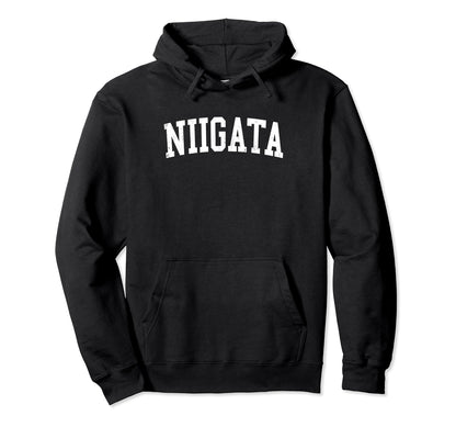Niigata Japan Distressed White Varsity Hoodie - Streetwear Style for Adults - T-Shirt, Sweatshirt, Hoodie
