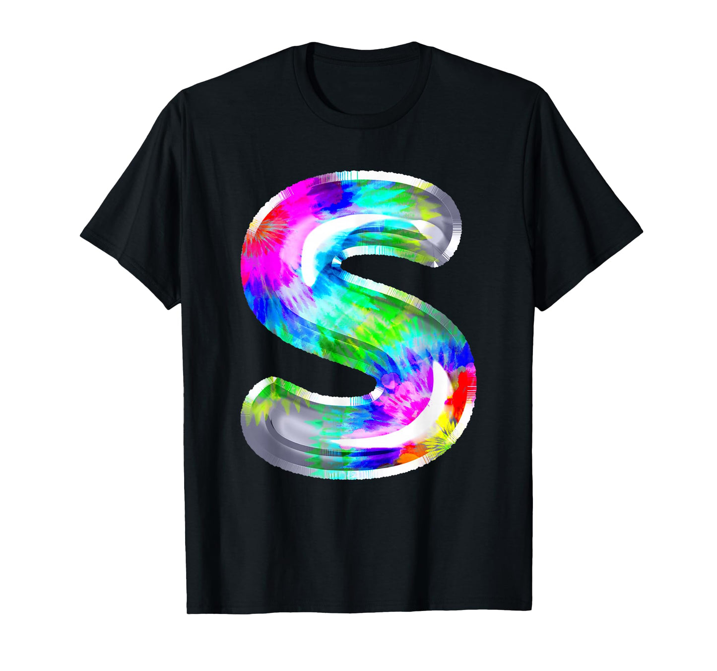 Letter S Tie Dye Balloon Monogram T-Shirt - Minimalist Print for Adults - T-Shirt, Sweatshirt, Hoodie