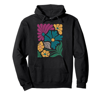 Boho Floral Art Botanical Block Hoodie - Aesthetic Graphic Unisex - T-Shirt, Sweatshirt, Hoodie