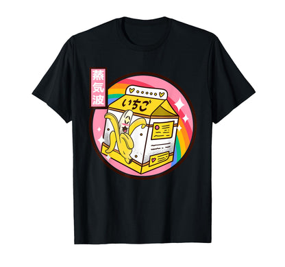Japan Banana Milk Carton Kawaii Rainbow T-Shirt - Unique Graphic Men Women - T-Shirt, Sweatshirt, Hoodie