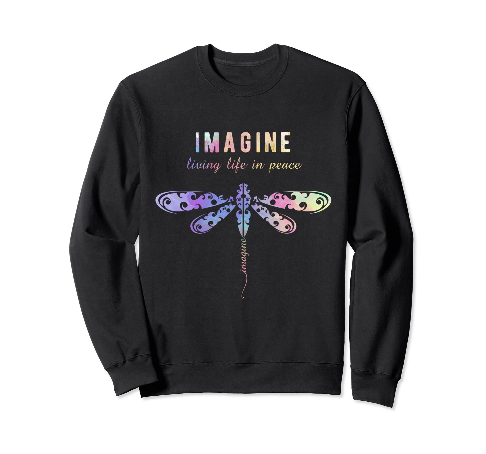 Imagine Boho Dragonfly 60S 70S Groovy Sweatshirt - Trendy Graphic Unisex - T-Shirt, Sweatshirt, Hoodie