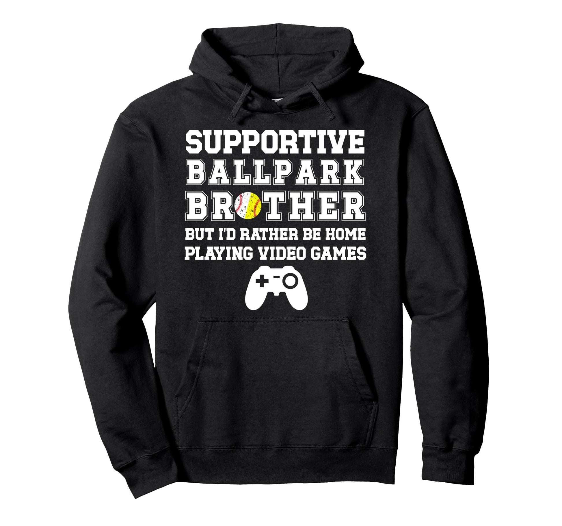 Supportive Ballpark Brother Baseball Hoodie - Unique Graphic Men Women - T-Shirt, Sweatshirt, Hoodie