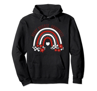 Heart Disease Awareness Month Rainbow Go Hoodie - Minimalist Print Unisex - T-Shirt, Sweatshirt, Hoodie
