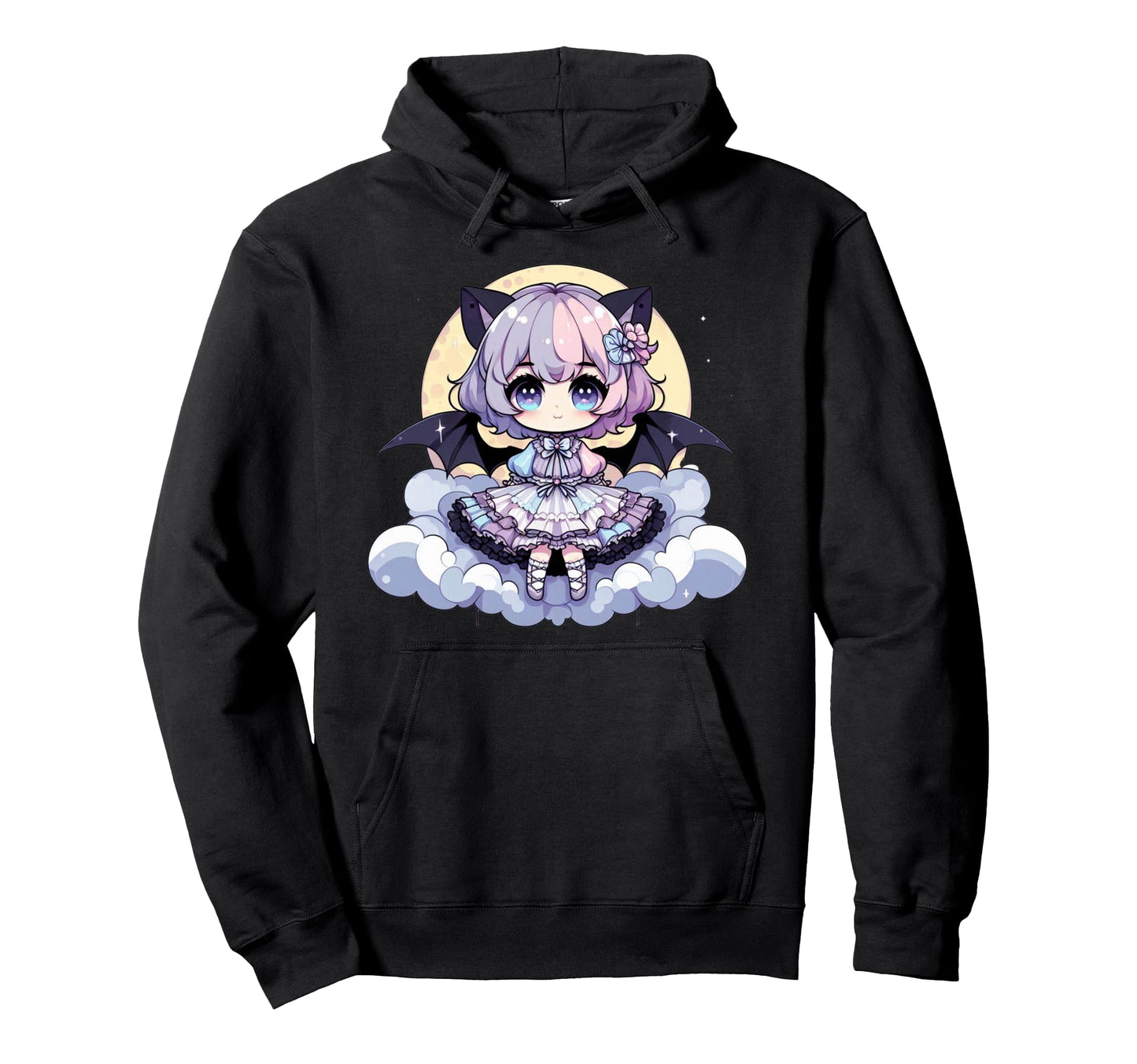 Kawaii Pastel Goth Creepy Anime Moon Hoodie - Trendy Graphic for Adults - T-Shirt, Sweatshirt, Hoodie