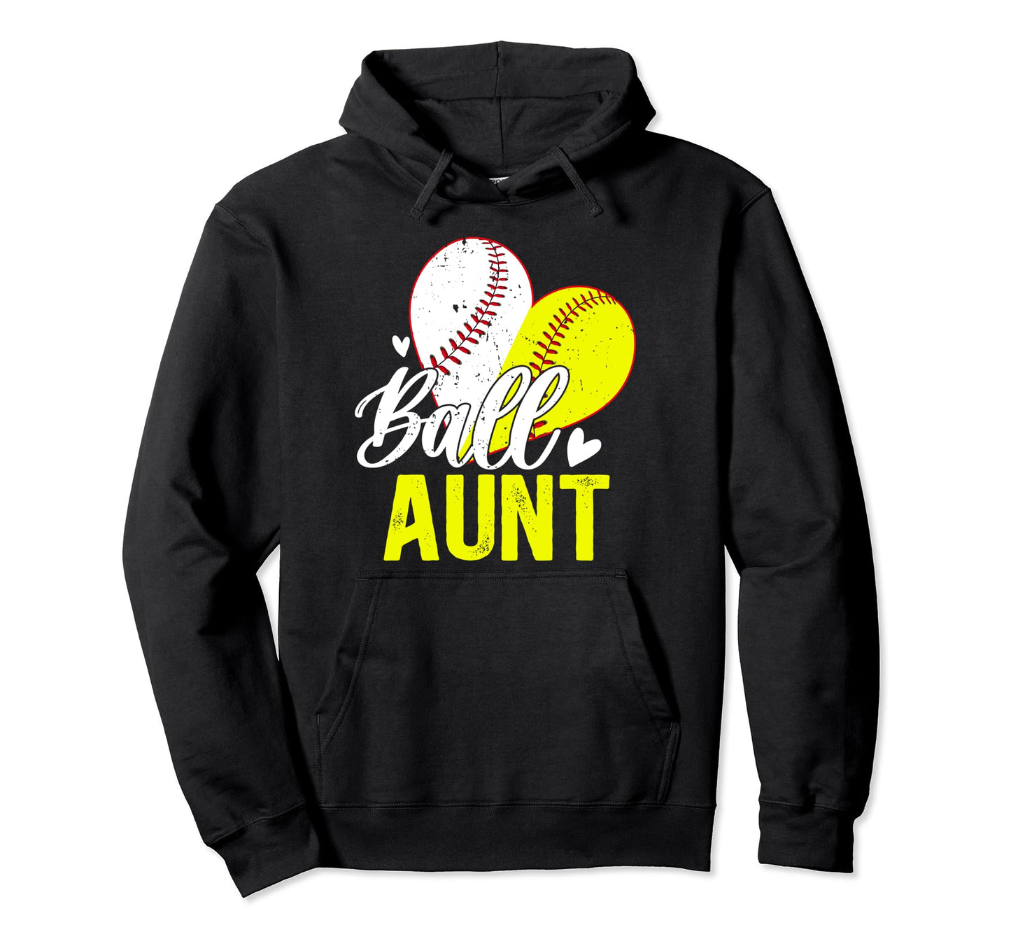 Ball Aunt Heart Softball Baseball Aunt Hoodie - Trendy Graphic Unisex - T-Shirt, Sweatshirt, Hoodie