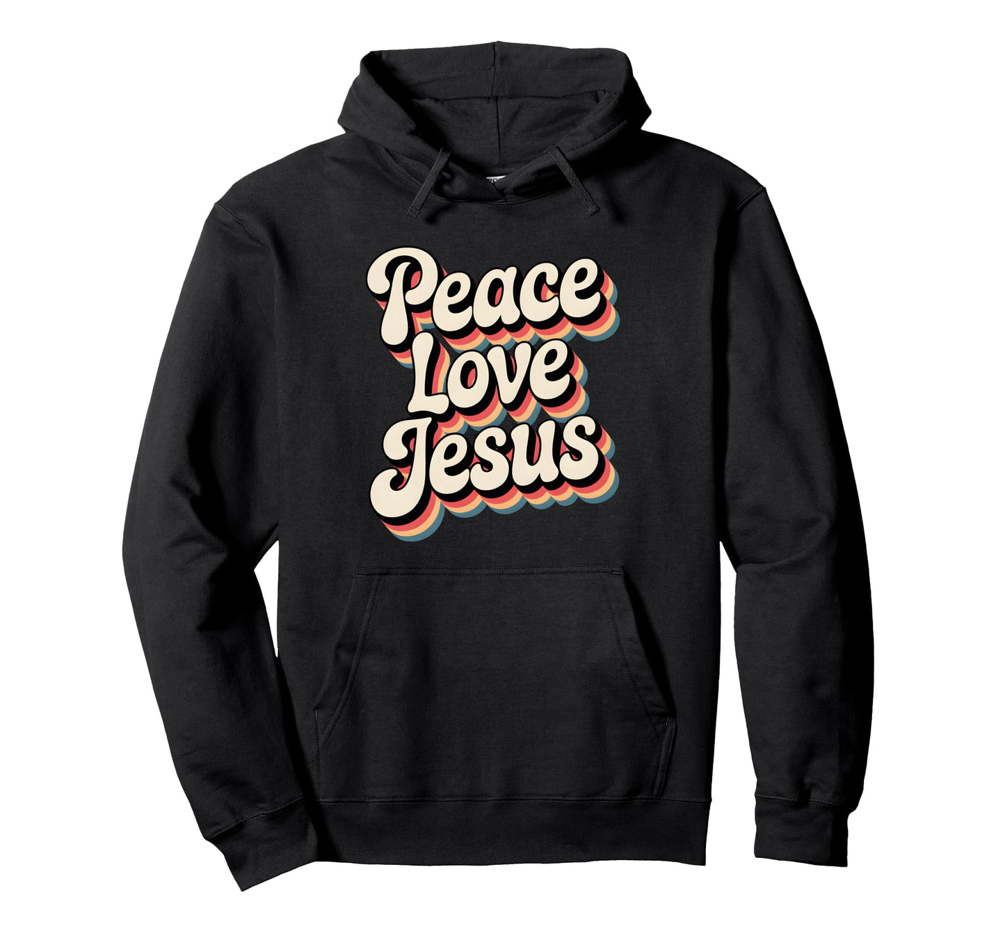 Peace Love Jesus Rainbow 60S Boho Hippie Hoodie - Novelty Apparel Unisex - T-Shirt, Sweatshirt, Hoodie