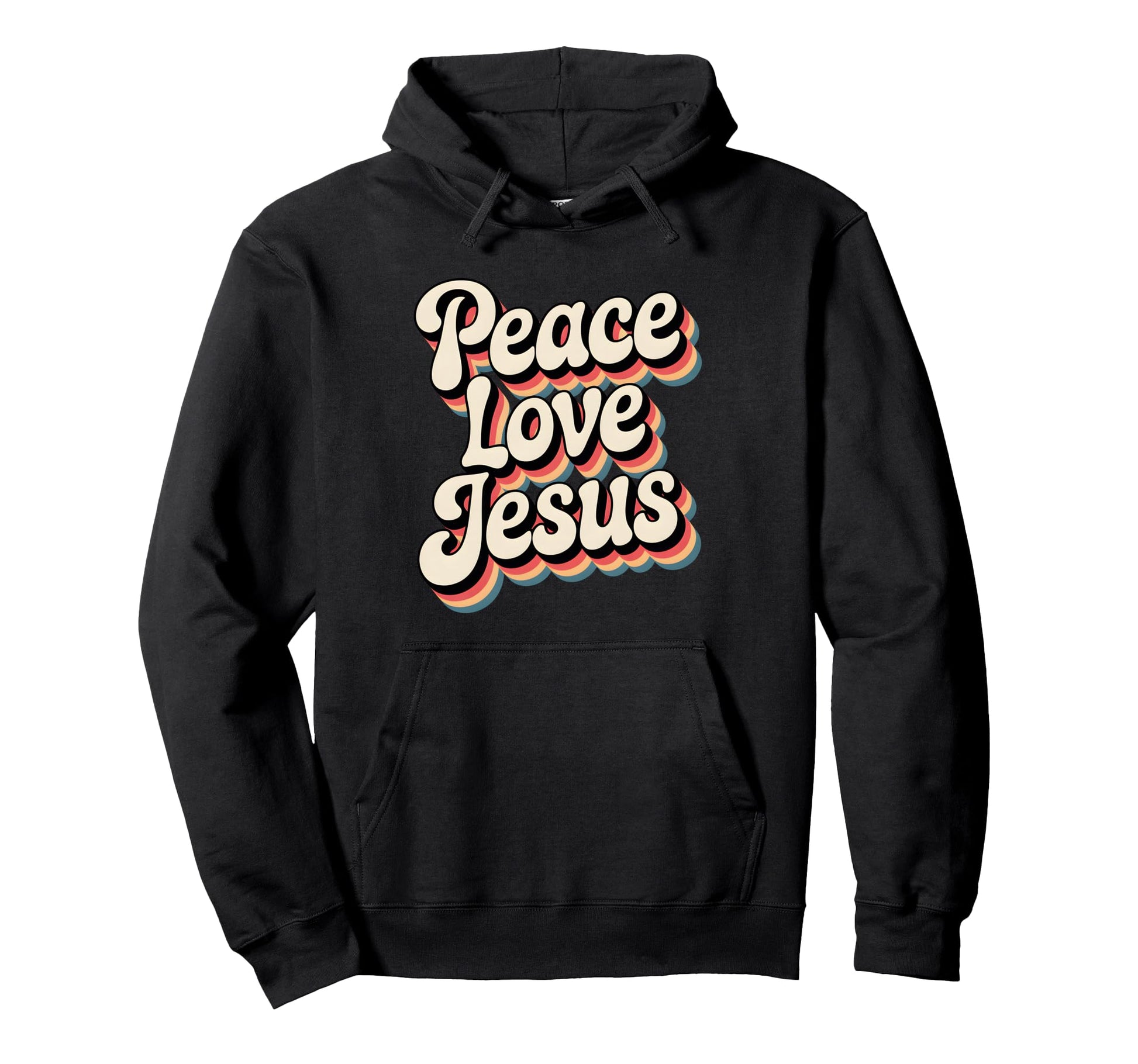 Peace Love Jesus Rainbow 60S Boho Hippie Hoodie - Novelty Apparel Unisex - T-Shirt, Sweatshirt, Hoodie