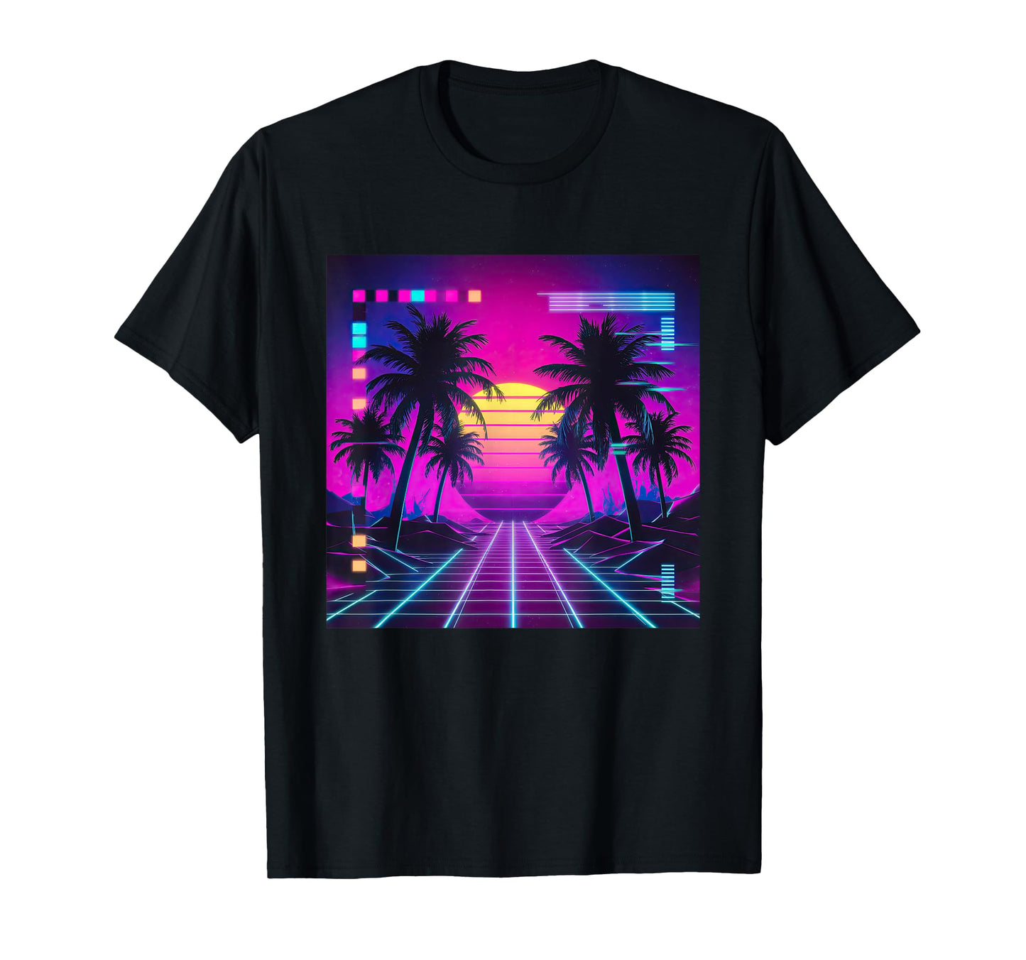 Synthwave Vaporwave Tropical Palm Trees T-Shirt - Trendy Graphic Unisex - T-Shirt, Sweatshirt, Hoodie
