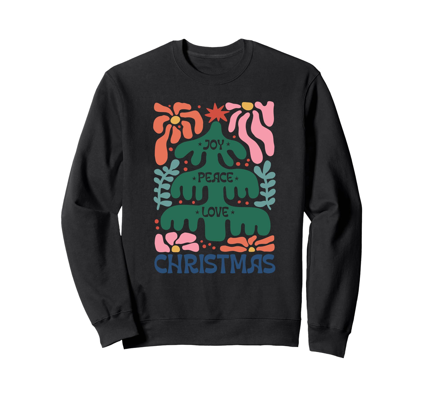 Abstract Boho Tree Joy Peace Love Sweatshirt - Minimalist Print for Adults - T-Shirt, Sweatshirt, Hoodie
