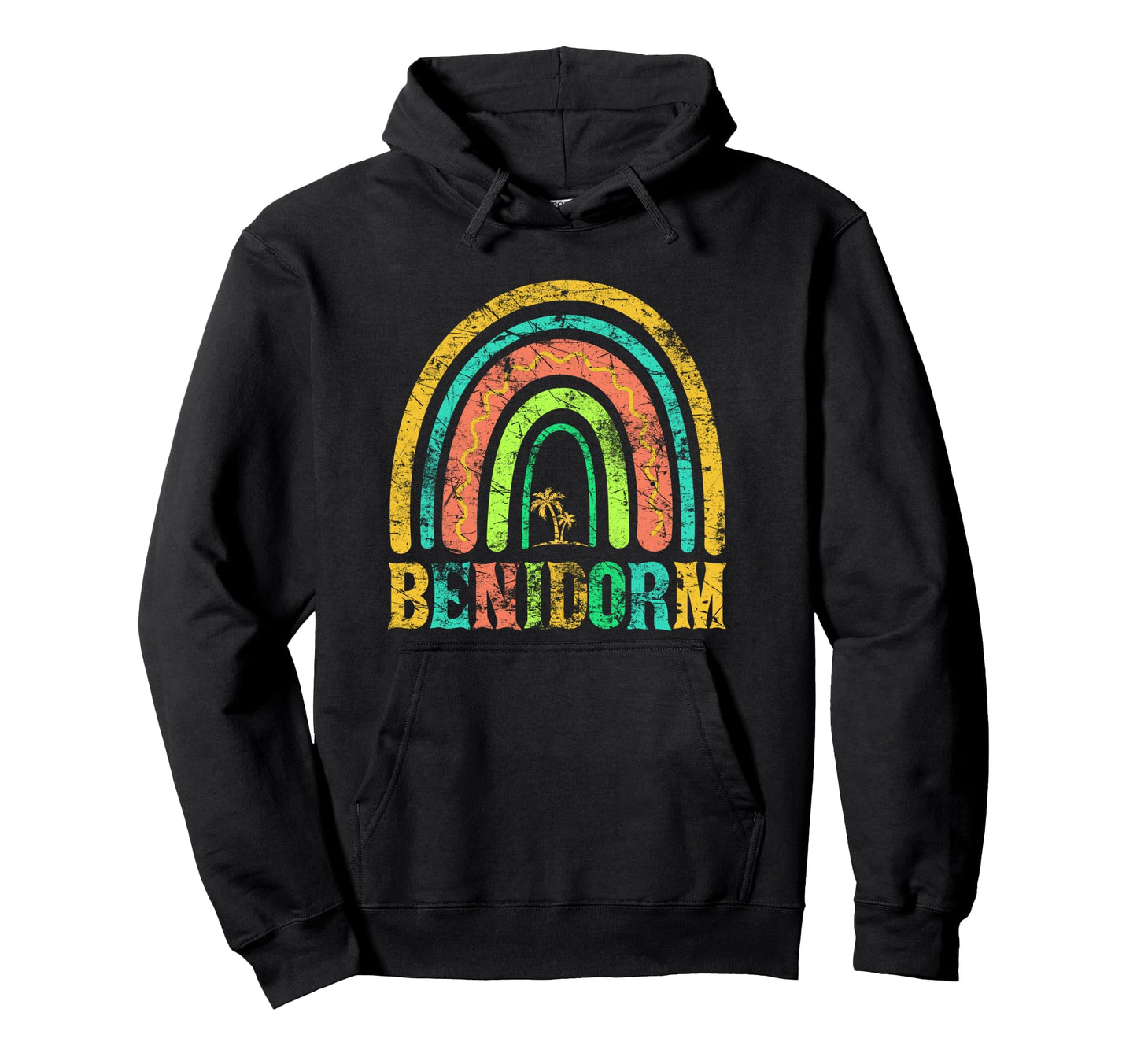 Benidorm Vacation Souvenir Rainbow Spain Hoodie - Minimalist Print Unisex - T-Shirt, Sweatshirt, Hoodie