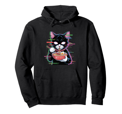 Japanese Vaporwave Cat Ramen Kawaii Hoodie - Streetwear Style Unisex - T-Shirt, Sweatshirt, Hoodie