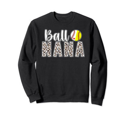 Ball Nana Leopard Softball Sweatshirt - Aesthetic Graphic Men Women - T-Shirt, Sweatshirt, Hoodie