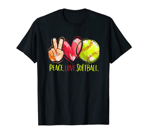 Softball Player Peace Love T-Shirt - Casual Everyday Wear for Adults - T-Shirt, Sweatshirt, Hoodie