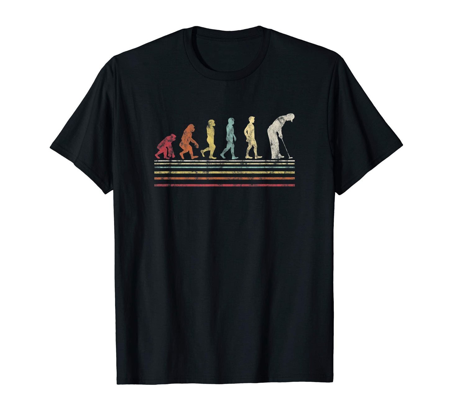 Evolution Golf Player Rainbow T-Shirt - Casual Everyday Wear Men Women - T-Shirt, Sweatshirt, Hoodie