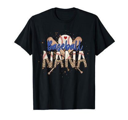 Baseball Nana Leopard Funny Mothers T-Shirt - Minimalist Print Men Women - T-Shirt, Sweatshirt, Hoodie