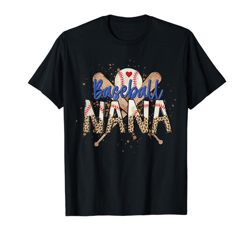 Baseball Nana Leopard Funny Mothers T-Shirt - Minimalist Print Men Women - T-Shirt, Sweatshirt, Hoodie